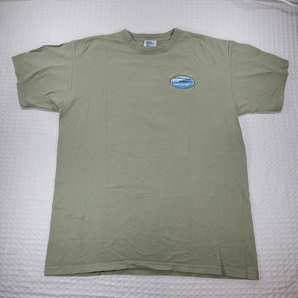 Coastal Classics Sunset Surf Shack Ditch Plains Montauk NY T-Shirt Mens L Green - Picture 3 of 7